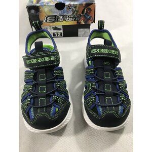 Sketchers C-Flex Sandal 2.0 Heat Blast Navy Lime Boys Size 12 EUC